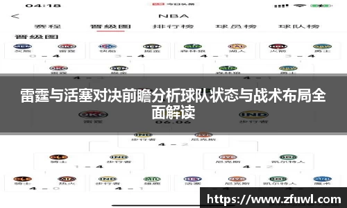 雷霆与活塞对决前瞻分析球队状态与战术布局全面解读