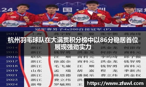 杭州羽毛球队在大满贯积分榜中以86分稳居首位展现强劲实力